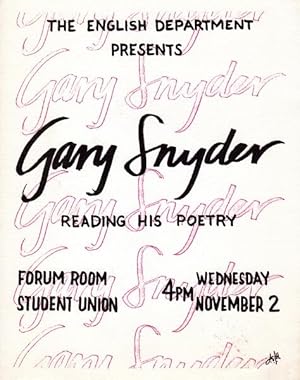 Small broadside poster announcing a poetry reding at U. of Kansas, Student Union