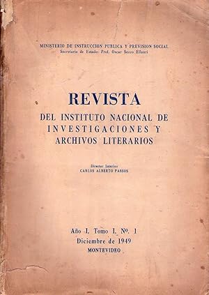 Seller image for REVISTA DEL INSTITUTO NACIONAL DE INVESTIGACIONES Y ARCHIVOS LITERARIOS. No. 1, tomo I, ao I. Diciembre de 1949 for sale by Buenos Aires Libros