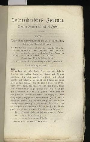 Image du vendeur pour Polytechnisches Journal. Band 4. Heft 3. (1821). (2.Jahrgang, 3. Heft ). mis en vente par Antiquariat Carl Wegner