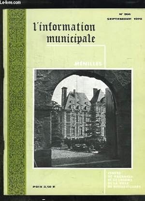 Seller image for L INFORMATION MUNICIPALE N 266 SEPTEMBRE 1970. CENTRE DE VACANCES ET DE LOISIRS DE LA VILLE DE GENNEVILLIERS, FINANCES ET STRUCTURES LOCALES, ASSOCIATION DES MAIRES DE FRANCE, STATUT DE LA VILLE DE PARIS. for sale by Le-Livre