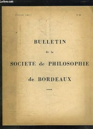 Seller image for BULLETIN DE LA SOCIETE DE PHILOSOPHIE DE BORDEAUX N 82. MORALE ET FOI CHRETIENNE PAR MONSIEUR LE PASTERU JEAN BOSC. for sale by Le-Livre