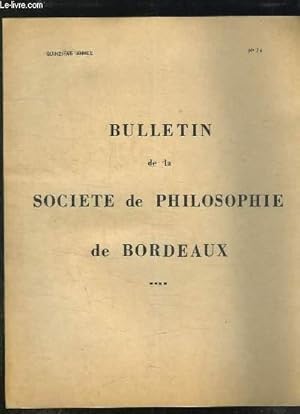 Seller image for BULLETIN DE LA SOCIETE DE PHILOSOPHIE DE BORDEAUX N 76. INTRODUCTION A LA PHILOSOPHIE DE LA GUERRE DE CARL VON CLAUSEWITZ PAR CARL VON CLAUSEWITZ. for sale by Le-Livre