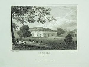 Original Antique Engraving Illustrating Althorp in Northamptonshire, The Seat of George John Earl...