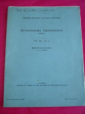 RUWENZORI EXPEDITION 1934-5 Vol. III. No. 3. RHOPALOCERA