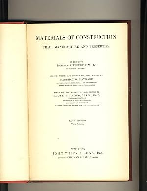 Immagine del venditore per Materials of Construction: Their Manufacture and Properties venduto da Richard Lemay