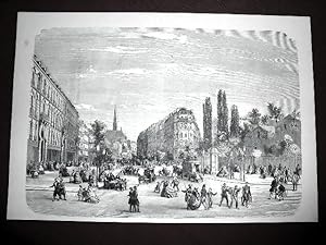 Bild des Verkufers fr Grande gravure sur acier reprsentant le boulevard Saint-Michel trs anim. zum Verkauf von JOIE DE LIRE