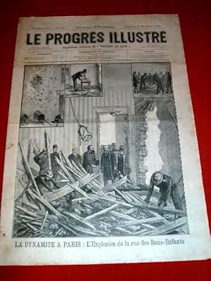 Bild des Verkufers fr Le Progrs illustr", supplment littraire N 101 du 20 Novembre 1892 (4 feuilles/8 pages). Les gravures : La dynamite  Paris: L'explosion de la rue des Bons-Enfants - M. Mondaud 1er baryton du grand thtre - Une journe  Roanne. zum Verkauf von JOIE DE LIRE