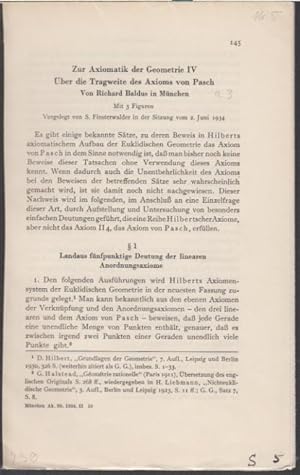 Zur Axiomatik der Geometrie IV. Über die Tragweite des Axioms von Pasch.