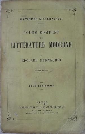 Immagine del venditore per Cours complet de littrature moderne. - Tome III. venduto da Librairie les mains dans les poches