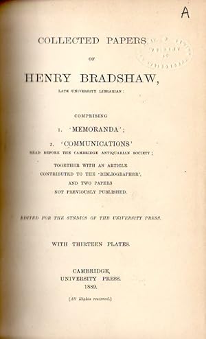 COLLECTED PAPERS OF HENRY BRADSHAW