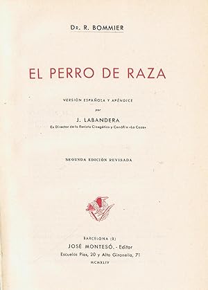Seller image for EL PERRO DE RAZA for sale by Librera Torren de Rueda
