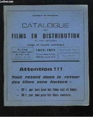 Bild des Verkufers fr Catalogue des Films en Distribution (16 m/m sonores). Longs et Courts Mtrages 1972 - 1973 zum Verkauf von Le-Livre