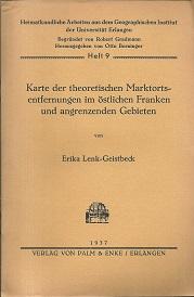 Karte der theoretischen Marktortsentfernungen im östlichen Franken und angrenzenden Gebieten. Son...