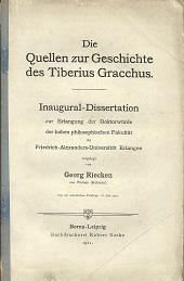Die Quellen zur Geschichte des Tiberius Gracchus. Phil. Diss. Erlangen.