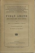 Imagen del vendedor de Pirqe Aboth. Die Sprche der Vter. Mit Vokabular und drei Registern. a la venta por Antiquariat Axel Kurta