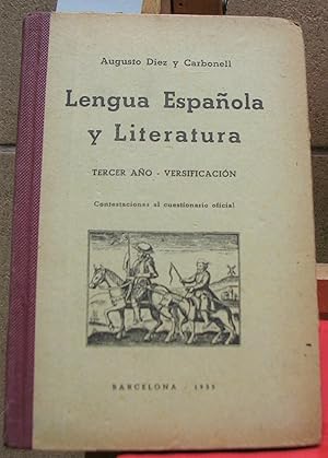 Imagen del vendedor de LENGUA ESPAOLA Y LITERATURA. Tercer Ao. Versificacin. Contestaciones al cuestionario oficial a la venta por LLIBRES del SENDERI