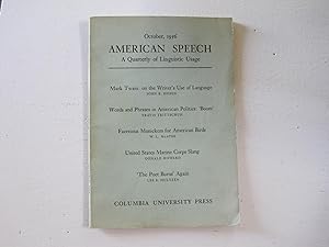 Seller image for American Speech : A Quarterly of Linguistic Usage. October 1956. for sale by Sara Armstrong - Books