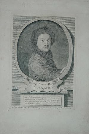 Bild des Verkufers fr Portrait. Brustfigur nach rechts in Oval, Gesicht en face, unten mit einem Vierzeiler nach Voltaire. Kupferstich nach dem Vorbild des Kupferstichs von Desrochers. zum Verkauf von Antiquariat  Braun