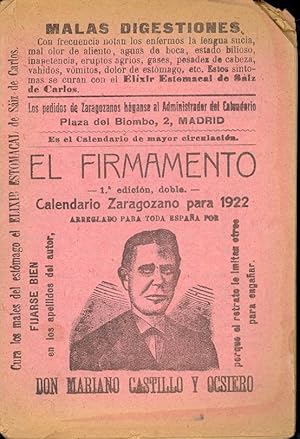 Image du vendeur pour EL FIRMAMENTO CALENDARIO ZARAGOZANO PARA 1922 mis en vente par Libreria 7 Soles