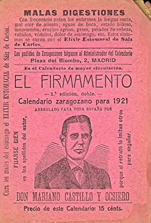 Image du vendeur pour EL FIRMAMENTO, CALENDARIO ZARAGOZANO PARA 1921 mis en vente par Libreria 7 Soles
