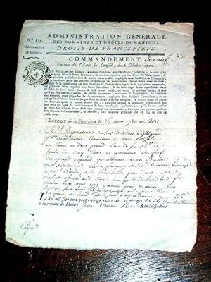 Droit de Francs-Fiefs du 26 août 1722 pour le proprietaire du fief du Petit-Vignaud - Babin de la...