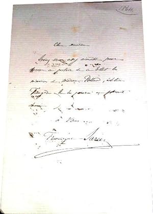 Mot autographe signé de Francisque Sarcey - Il demande par retour un billet pour mme Rollan.