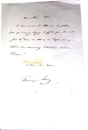 Mot autographe signé de Francisque Sarcey. Le destinataire n'est pas cité mais il s'agit d'Alice ...
