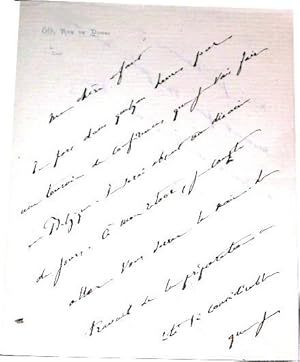 Imagen del vendedor de Lettre autographe signe de Francisque Sarcey le destinataire n'est pas cit mais il s'agit d'Alice Ducasse - Il part quelques jours pour une tourne de confrences en Belgique. A son retour il compte aller la voir, son travail de prparation  t consi a la venta por JOIE DE LIRE