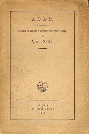 Bild des Verkufers fr Adam. Drama in einem Vorspiel und vier Akten. zum Verkauf von Versandantiquariat Boller