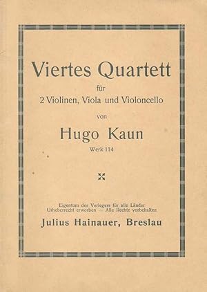 Seller image for Viertes Quartett fr 2 Violinen, Viola und Violoncello. for sale by Versandantiquariat Boller