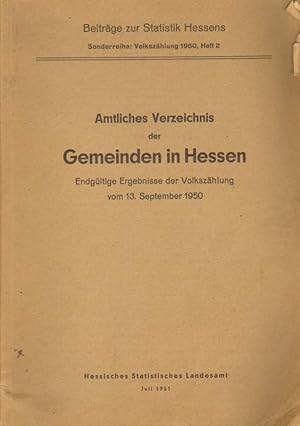 Amtliches Verzeichnis der Gemeinden in Hessen.
