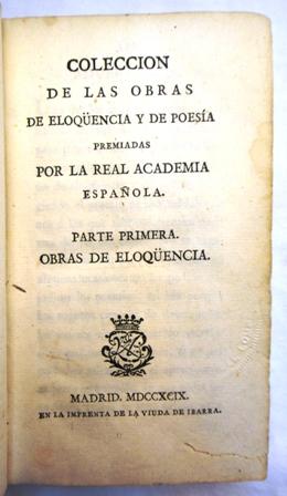 Imagen del vendedor de Coleccin de las obras de eloqencia y de poesa premiadas por la Real Academia Espaola a la venta por Libros Tresvegas
