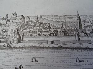 Pirnau. Kupferstich aus der Topographie von M. Merian. Frankfurt, um 1650. 19 x 50,5 cm.