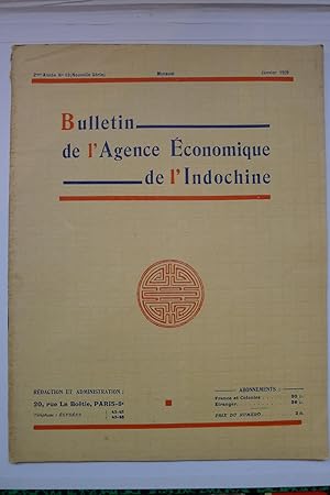 Seller image for Bulletin de l'Agence Economique de l'Indochine, 2me Anne No. 13, Janvier 1929 for sale by INDOSIAM RARE BOOKS