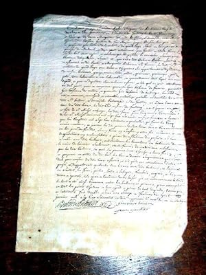 Bild des Verkufers fr Document manuscrit de 1770 sign Jacques Alexandre BABIN Seigneur DES BRETINIERES en l'Ection de Fontenay-le-Comte. Renouvelle la jouissance la mtairie du Grand Logis Paroisse de Montreuil  M. Gontier et marguerite Beliveau sa femme. zum Verkauf von JOIE DE LIRE