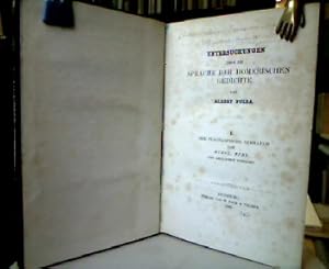 Image du vendeur pour Untersuchungen ber die Sprache der homerischen Gedichte. Bd. 1., Der pleonastische Gebrauch von thymos phren und hnliche Wrter. mis en vente par Antiquariat Michael Solder