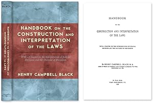 Bild des Verkufers fr Handbook on the Construction and Interpretation of the Laws With a. zum Verkauf von The Lawbook Exchange, Ltd., ABAA  ILAB