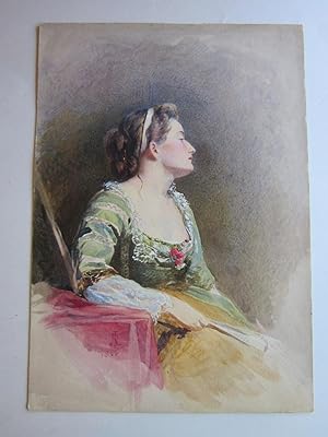 Watercolor Portrait of a Seated Woman