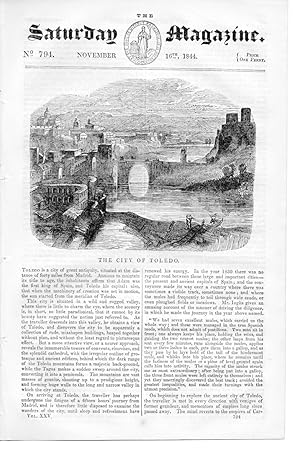 The Saturday Magazine No 794 November 1844 including the CITY of TOLEDO Spain, + WELSH FUNERAL CU...