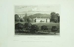 Original Antique Engraving Illustrating Buckland Filleigh in Devonshire, The Seat of John Inglett...