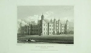 Original Antique Engraving Illustrating Burghley House in Northamptonshire, The Seat of Brownlow ...