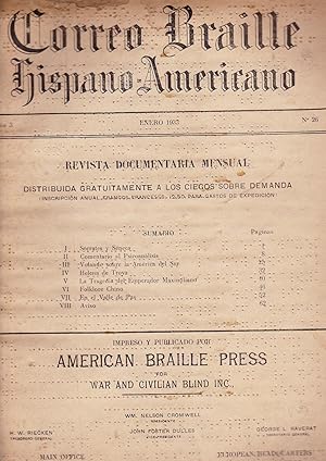 Seller image for Correo Braille Hispano -Americano. Enero 1933. Revista Documentaria Mensual. N 26 for sale by Librera Monte Sarmiento