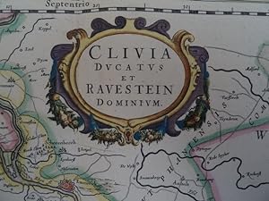 Clivia ducatus et Ravestein dominium. (Kleve). Altkolor. Kupferstich v. W. Blaeu. Amsterdam, 1635...