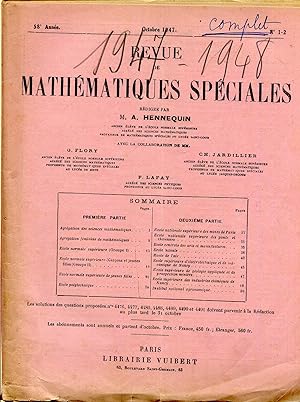 Imagen del vendedor de Revue de mathmatiques spciales, RMS, 58e anne (1947-1948) a la venta por Sylvain Par