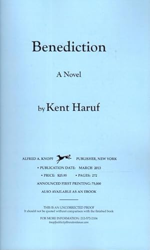 Seller image for BENEDICTION. for sale by Bookfever, IOBA  (Volk & Iiams)