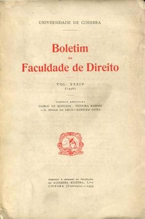 BOLETIM DA FACULDADE DE DIREITO. VOL. XXXIV (1958).