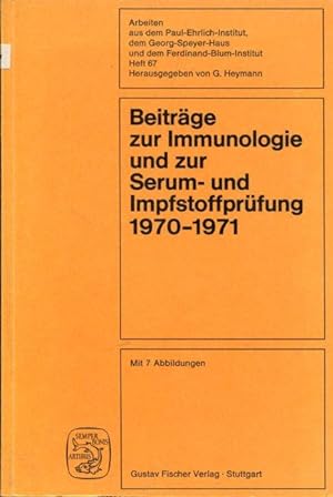 Image du vendeur pour Beitrge zur Immunologie und zur Serum- und Impfstoffprfung 1970   1971. mis en vente par Antiquariat am Flughafen