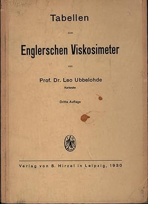 Image du vendeur pour Tabellen zum Englerschen Viskosimeter, mis en vente par Antiquariat Kastanienhof