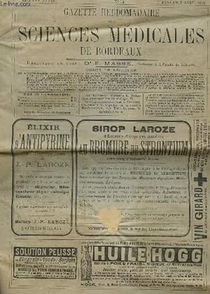 Seller image for GAZETTE HEBDOMADAIRE DE BORDEAUX - - 13e ANNEE - N14 - 3 AVRIL 1892 / for sale by Le-Livre
