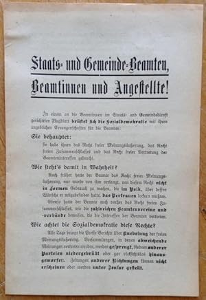 Staats- und Gemeinde-Beamten, Beamtinnen und Angestellte!. (Flugblatt).